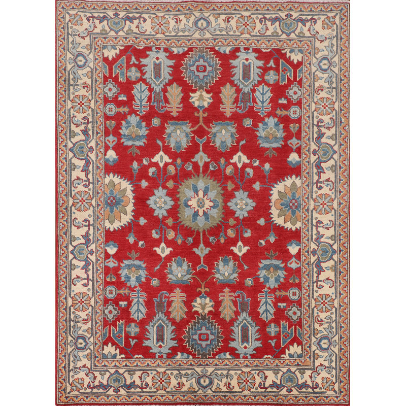 Tapis oriental fait à la main Kazak rouge 5 x 7