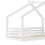 Twin Floor Bed for Kids with House-Shaped Roof, Window & Shelf, Solid Wood, No Spring Box – White-354652075-354652074