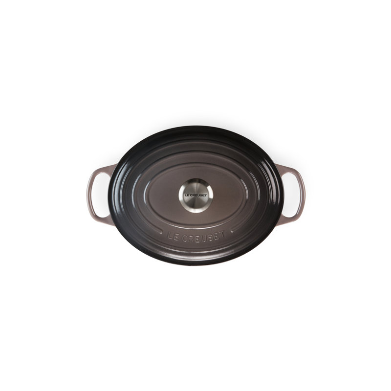 Le Creuset Enameled Cast Iron Oval Dutch Oven with Lid, Oyster/Silver, 5 quarts