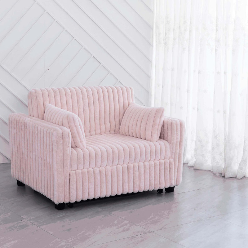 Canapé-lit convertible 3-en-1, Microfibre rose clair