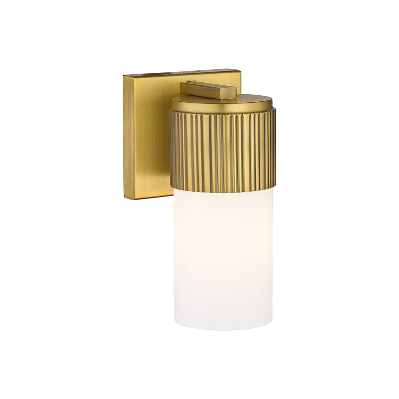 Applique murale 1 lumière 12 "Bolivar, Laiton brossé, Blanc mat, H 7,5 po x l 5,1 po x P 4 po