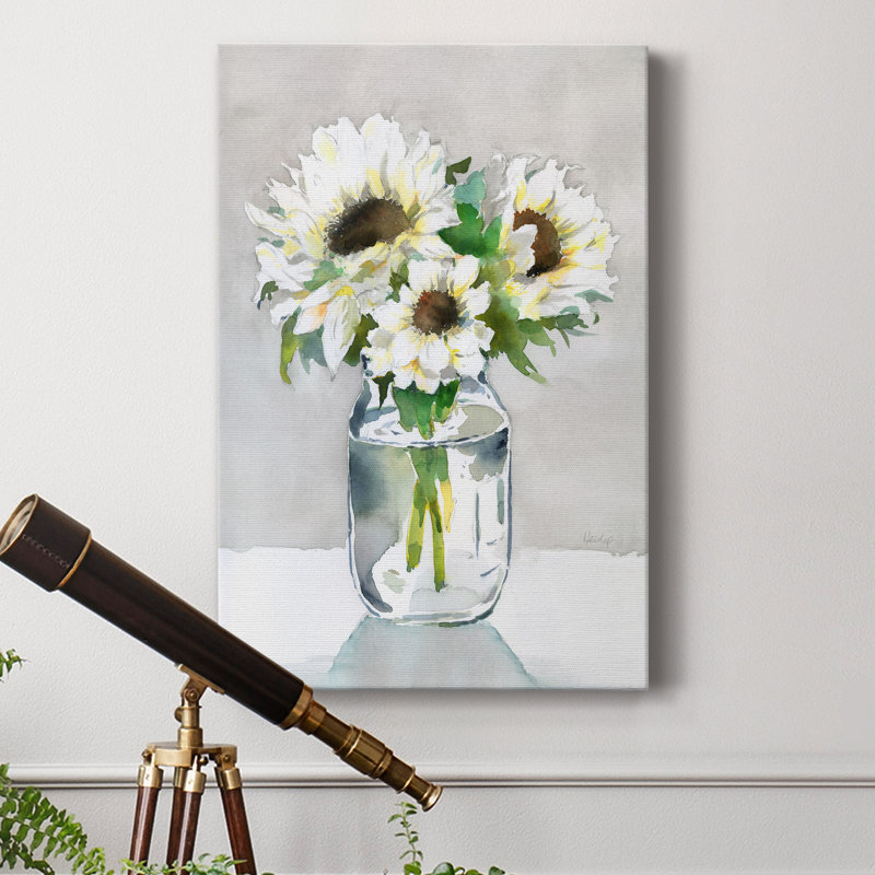 Tournesol II - peinture sur toile tendue, H 27 po x l 18 po