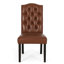 Chaise de salle à manger 2 Kd, cuir de polyuréthane brun, capitonnage élégant, coutures sophistiquées à losanges, pieds fuselés charmants