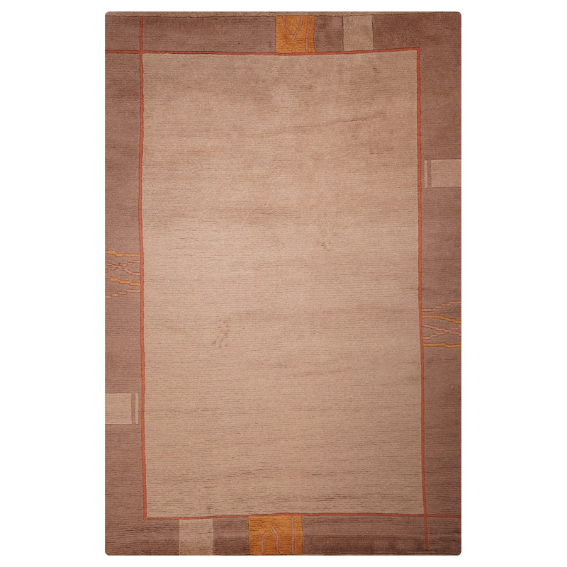 Choco 100% Wool Handmade Tibbati Contemporary Rectangle Indoor Area Rug Hand Knotted, Rectangle 5'7'' x 7'10''