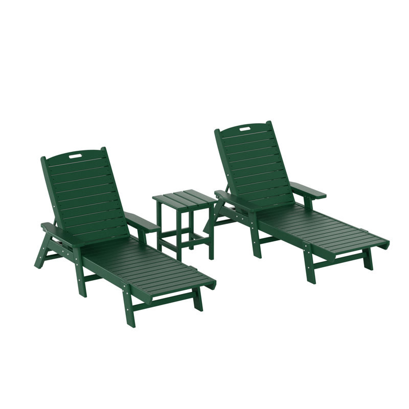 Laguna Outdoor Chaise Lounge with Table, Dark Green