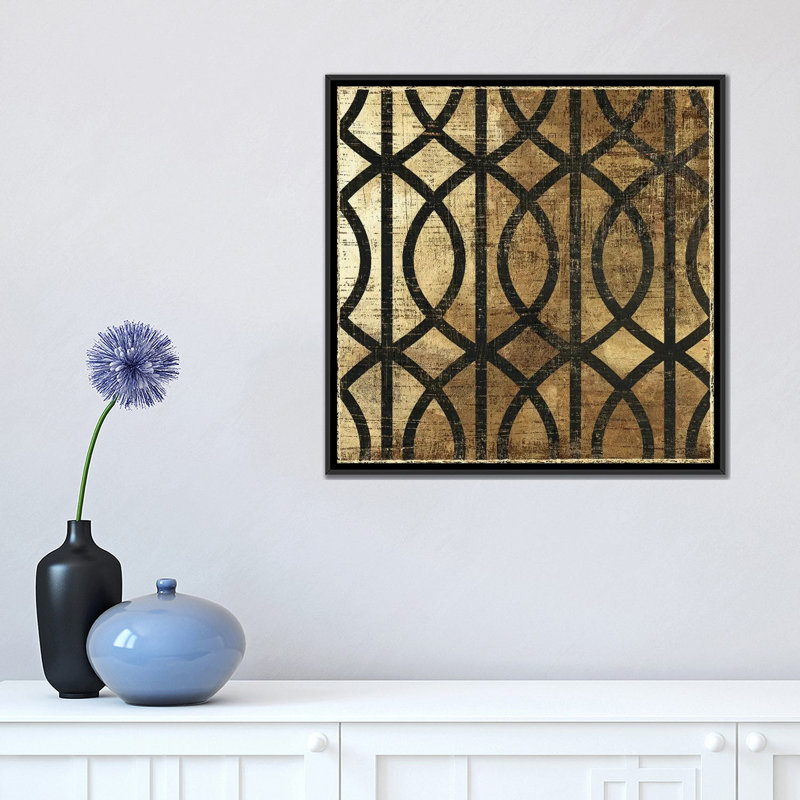 «Art Deco III», impression sur toile, H 18 po x l 18 po x P 1,5 po, Toile avec cadre noir, Pas de tapis