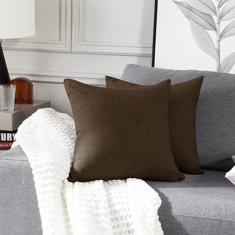 Cynne Square Throw Pillow Cover, Dark Flax, 60cm H x 60cm W x 1cm D