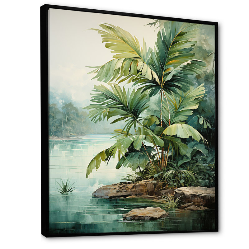 «Beachside Palms Tranquility I», impressions sur toile de palmiers et de palmiers, H 44 po x l 34 po x P 1,5 po