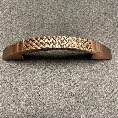 3-3/4" Basket Weave Pull Brushed Satin  Red Antique