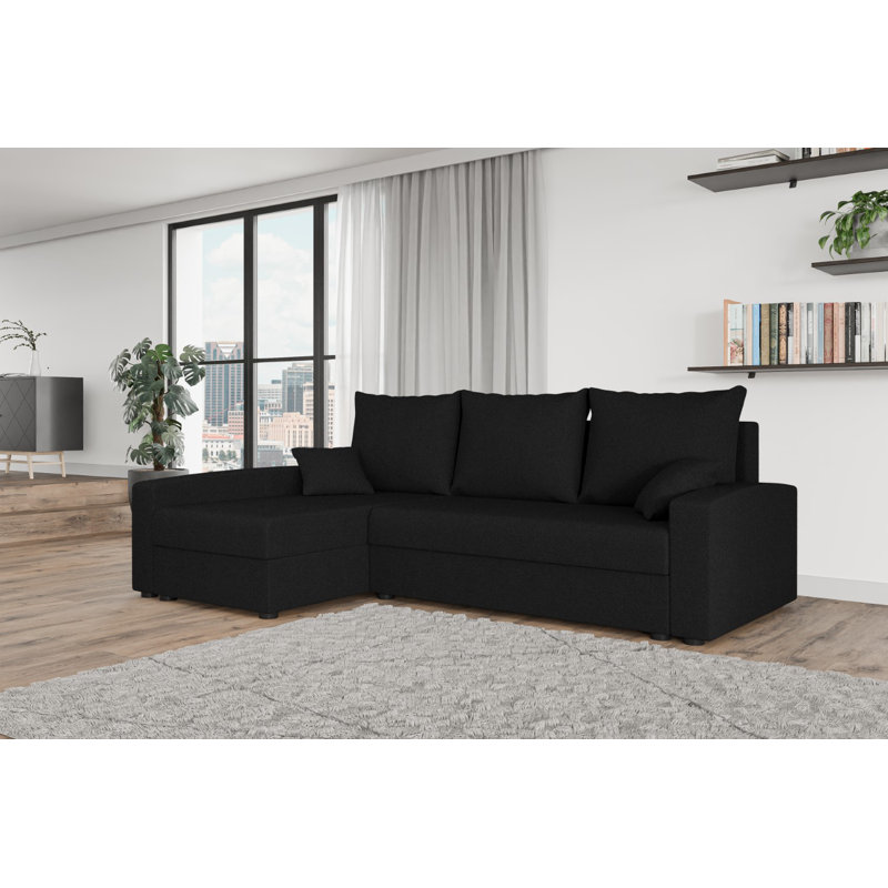 Shray 3 Seater Corner Sofa , Black - NowOrNever100