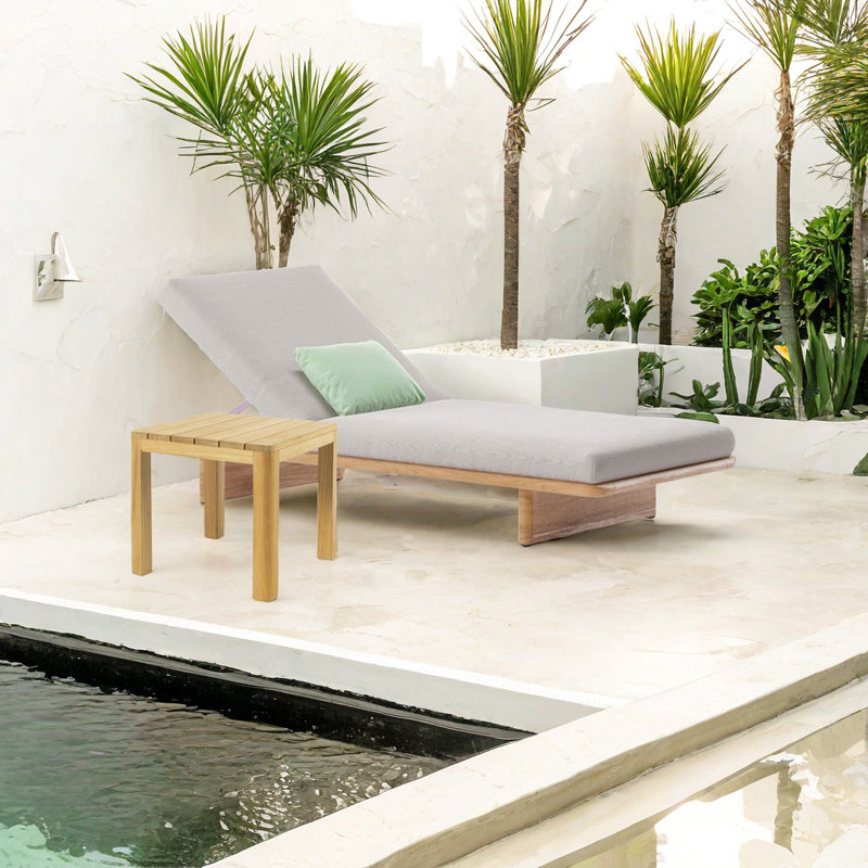 Teakwood Garden Sunbed Outdoor Chaise Lounge Set , Cushion Included