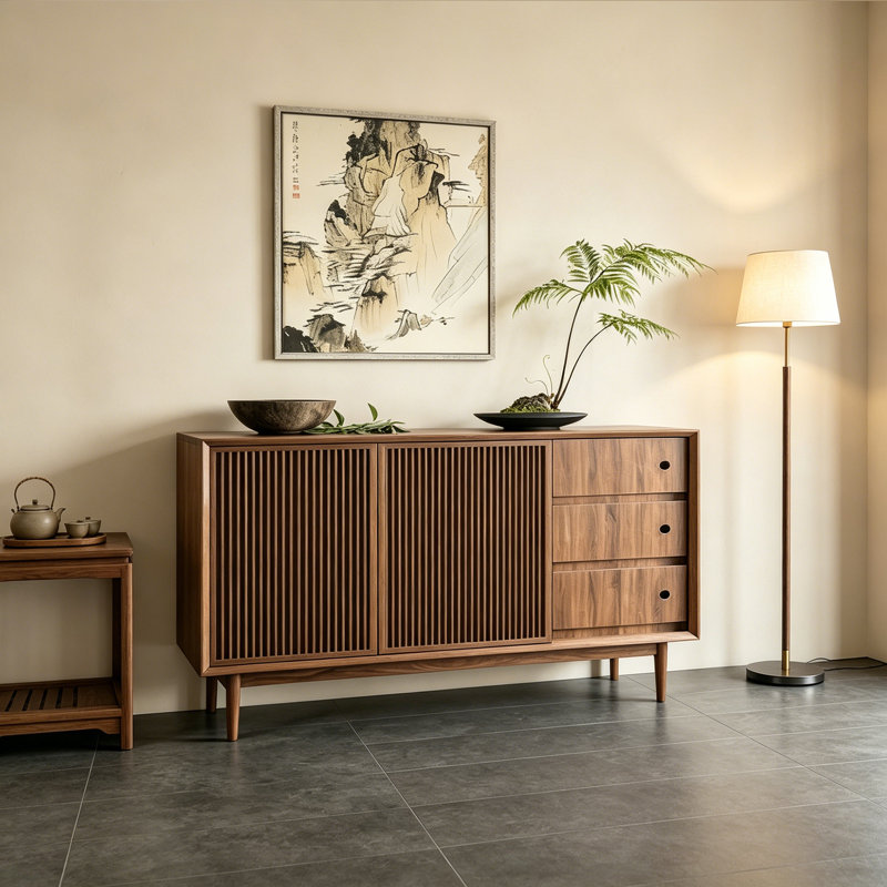 Buffet luxueux rétro de style chinois, H 35,4 po x l 47,2 po x P 15,7 po