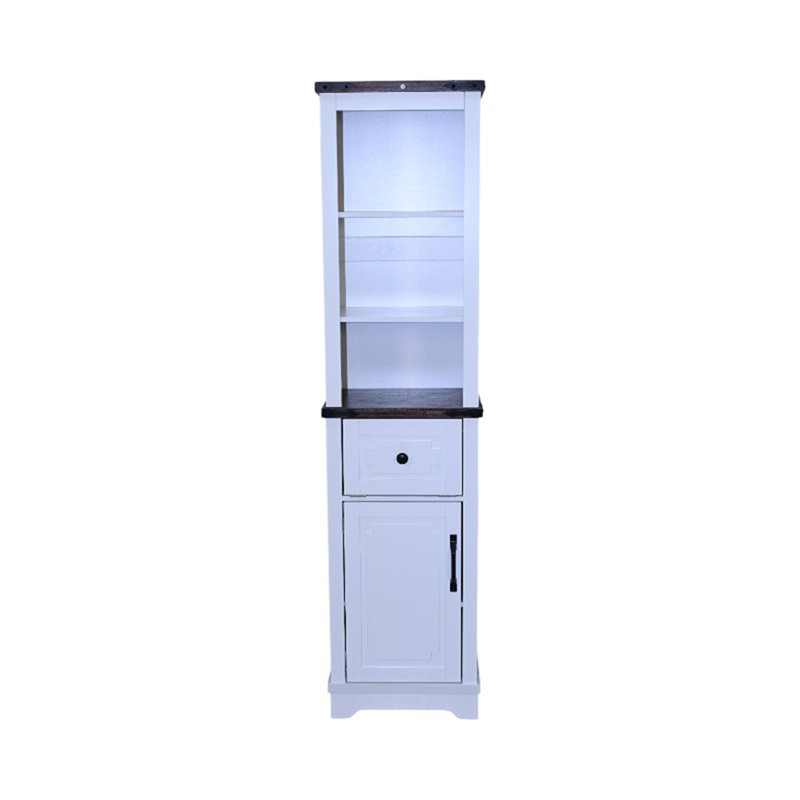 Armoire de rangement pour salle de bain, Blanc/noyer