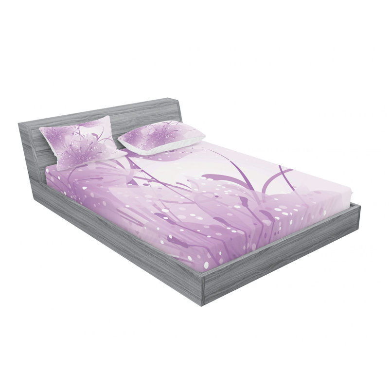 Microfiber Floral Sheet Set, Queen Sheet Set with Fitted Sheet