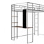 Lit mezzanine simple en métal avec 2 tablettes et un bureau, argent