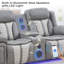 Ensemble de salon inclinable électrique 3 pièces en tissu avec charge et haut-parleur-131374186-131374187