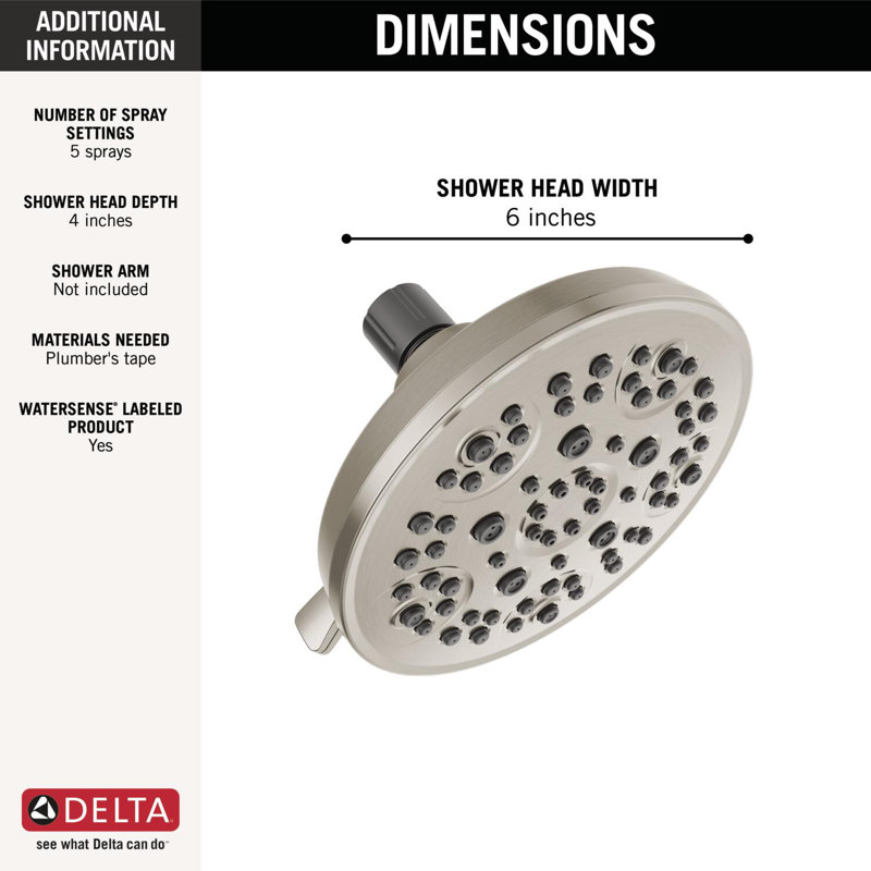 5-Setting Shower Head, Satin Nickel