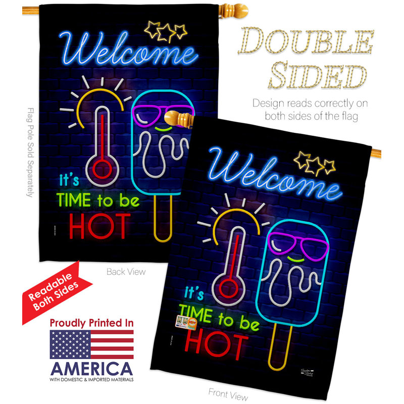Ensemble de drapeaux en polyester 40 x 28 po Neon Summer Time House