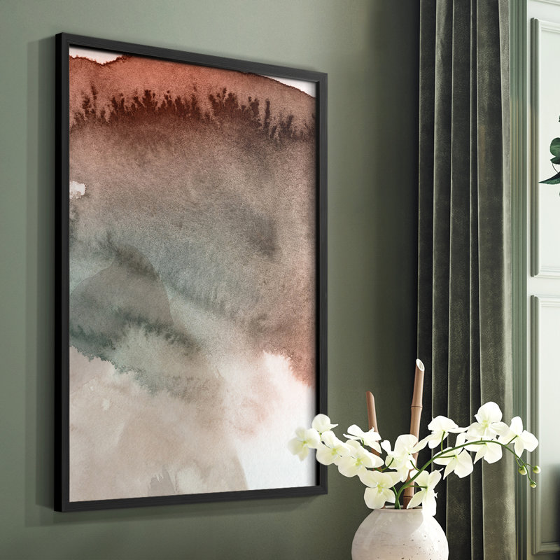 Red Ochre abstrait IV, reproduction encadrée - bois massif, H 28 po x l 22 po, Noir