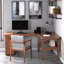 Bureau de direction en L en bois massif brun avec tiroirs-847619580-847619579
