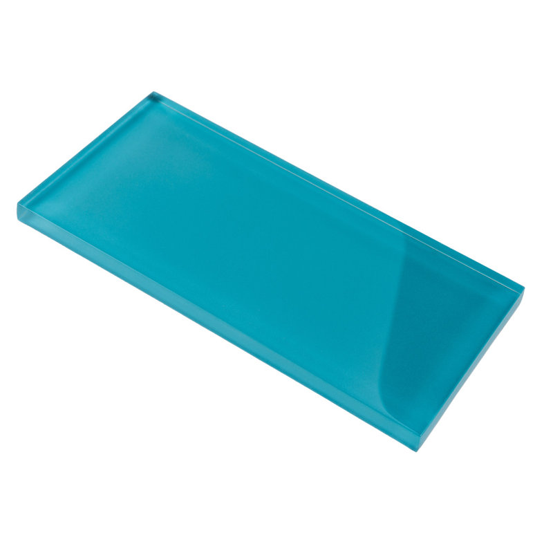 3"X 6" Polished Glass Subway Tile, Laguna Blue