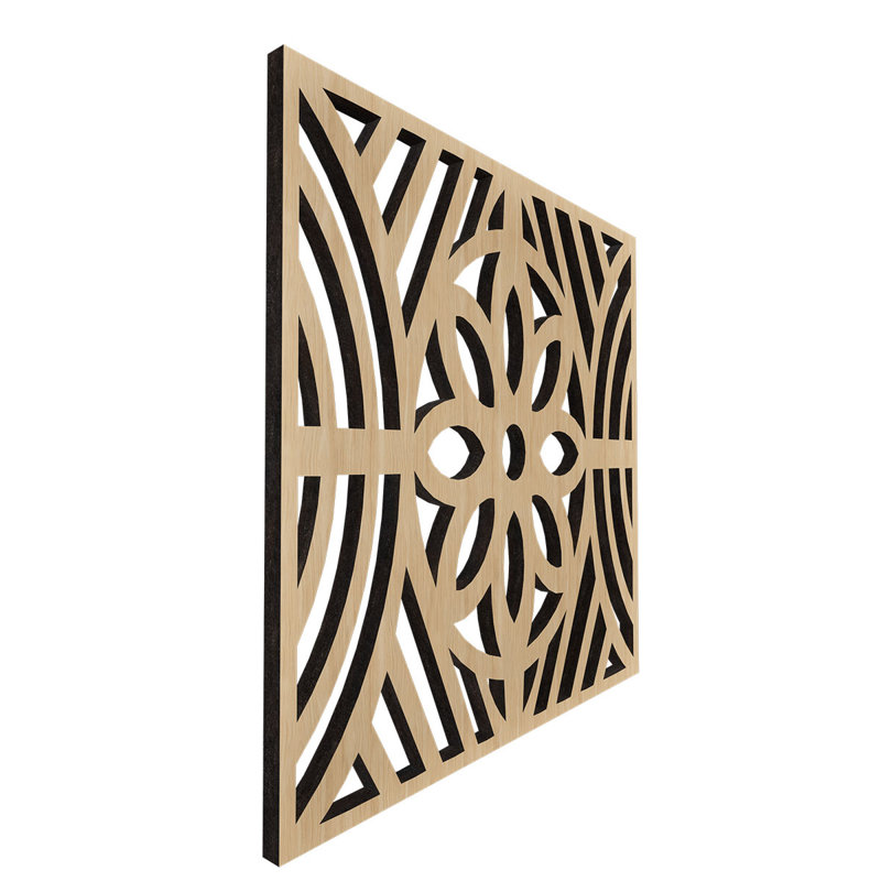Hesperia Decorative Fretwork Wood Wall Panels, Small, 11 3/8"W x 11 3/8"H x 3/8"T, White Oak