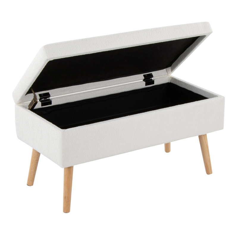 Banc de rangement à couvercle rabattable Beyers, Crème éponge, Chêne