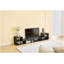 Meuble télé réglable modulaire, console de rangement ouverte noire, centre de divertissement moderne avec plusieurs compartiments, tablette multimédia Freestyle pour la chambre du salon