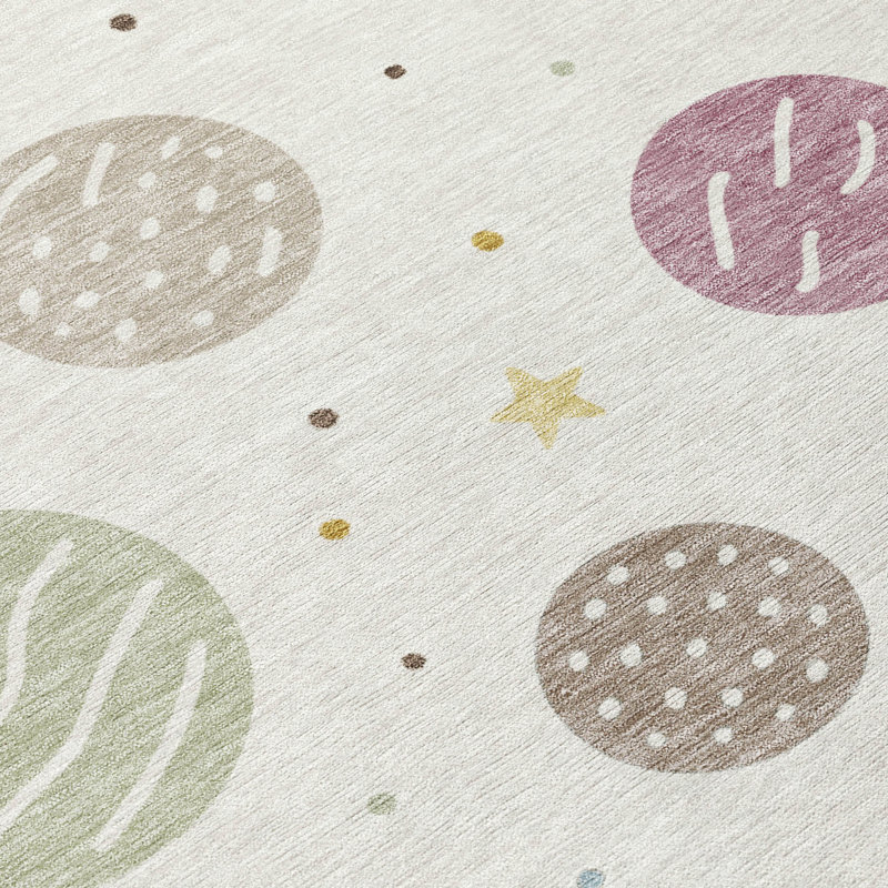 Machine Washable Indoor/Outdoor Chantille ACN2619 Kids Rug, Ivory, 10' x 14'