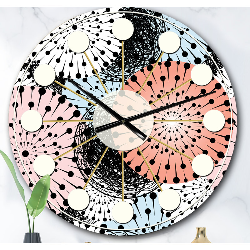 Horloge murale rétro Mid-Century, Surdimensionné