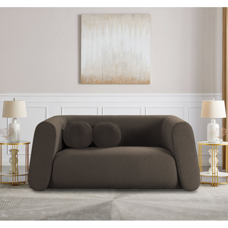 Causeuse Khyryn, Tissu brun bouclé