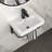 Wall-Mounted Rectangular Ceramic Bathroom Sink with Integrated Towel Bar and Overflow Protection - Space Saving Floating Design for Modern Bathrooms and Powder Rooms