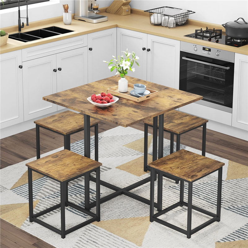 Ensemble repas pour 4 personnes Fawaz, Brun rustique, Brun rustique