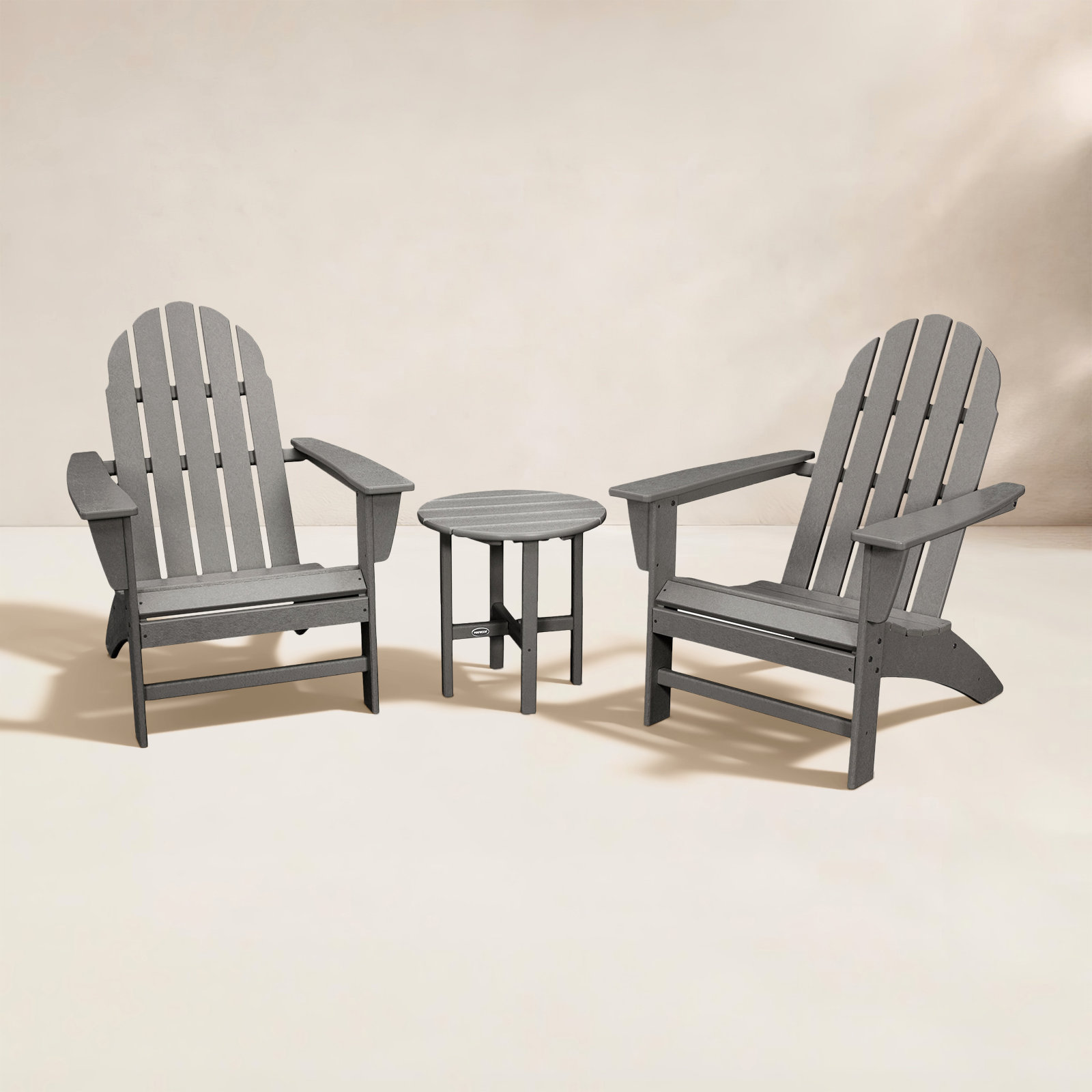 POLYWOOD® Classic Adirondack 2-Person Patio Seating Group, Slate Gray