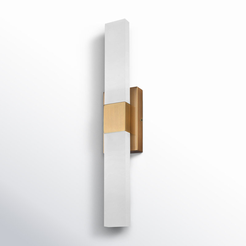 Rosamond 4,75 po Meuble-lavabo 2 lumières avec abat-jour en acrylique blanc, Or