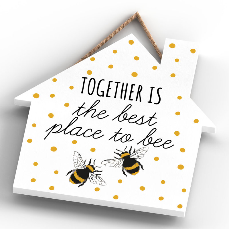 Bee Together Is the Best Heart Wooden Plaque Wall Décor, 9.9cm H x 9.9cm W x 0.5cm D
