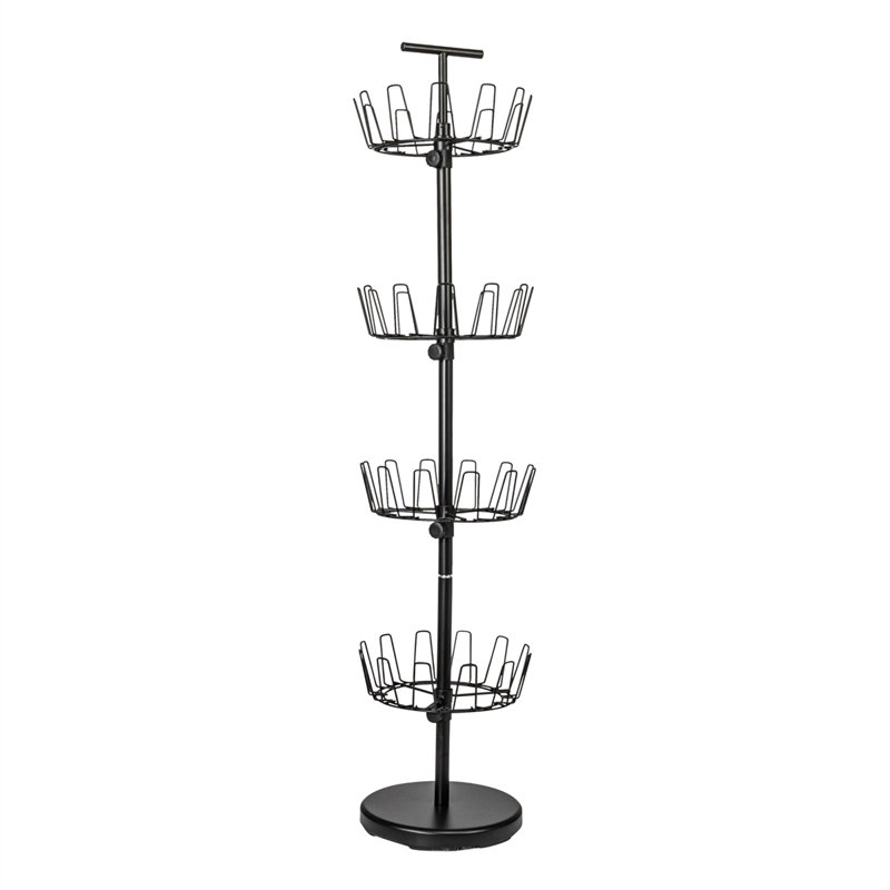 Household Essentials 4-Tier Shoe Storage Tree, Matte Black