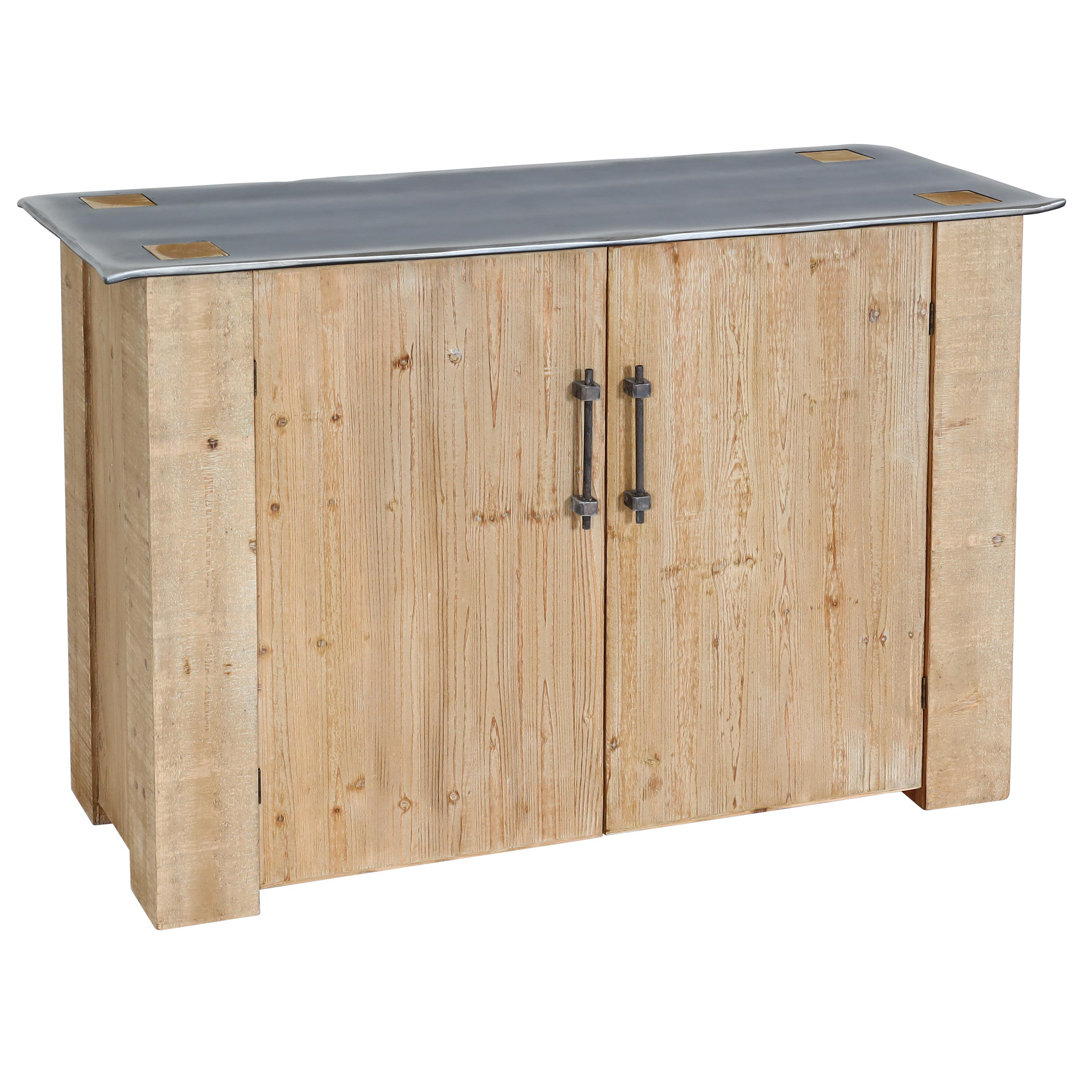 Sideboard HWC-L76, Kommode Schrank, Industrial Massiv-Holz 80x120x48cm, natur mit Metall-Optik