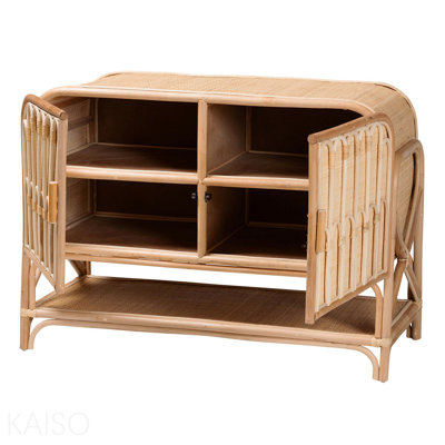 Armoire de rangement en rotin naturel 2 portes