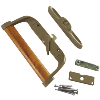 Surface Mount Sliding Patio Door Handle Set Replacement, 3-1/2" Hole Spacing, Hook Style Latch, Gray (dh-188)
