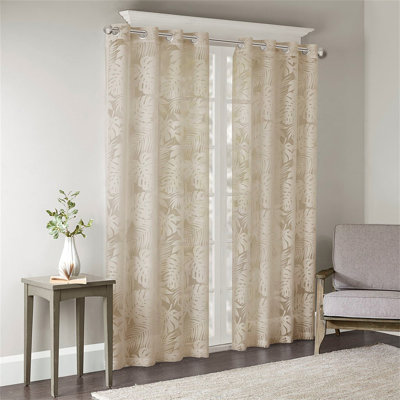 Rideau transparent à motif de feuilles de palmier (1 voilage)