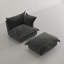 Upholstered Armchair with Footstool-400165319
