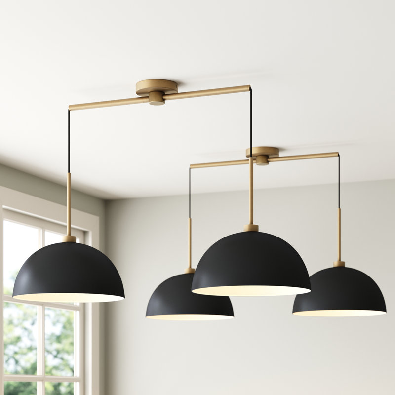 2 - Light Kitchen Island Dome Pendant 2-Pack Kitchen Island Drum Pendant Light, Black