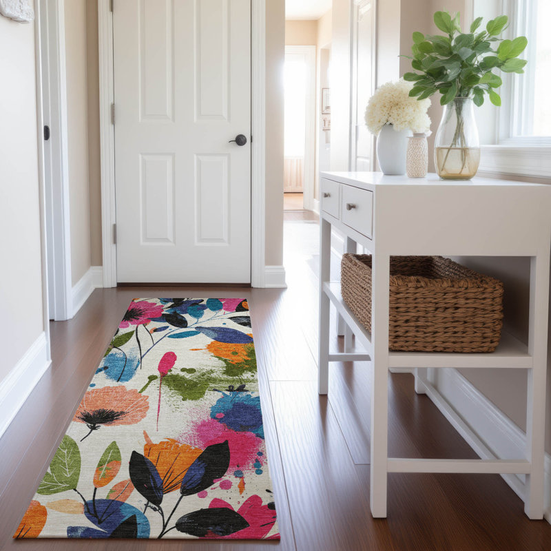 Premium Machine Washable Harjo AMF1549 Floral Rug, Runner 2'3" x 7'6"