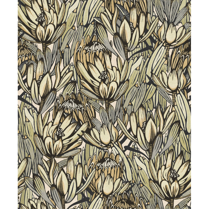 Double rouleau floral myrène, Crème/gris