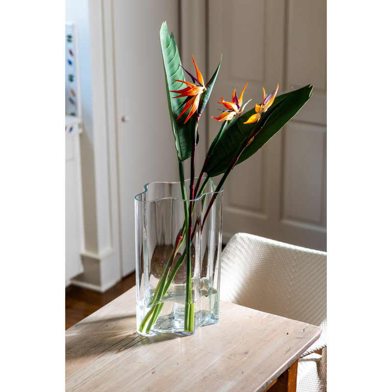 Boomerang Handmade Glass Table Vase, 13.5" H x 8" W x 11" D