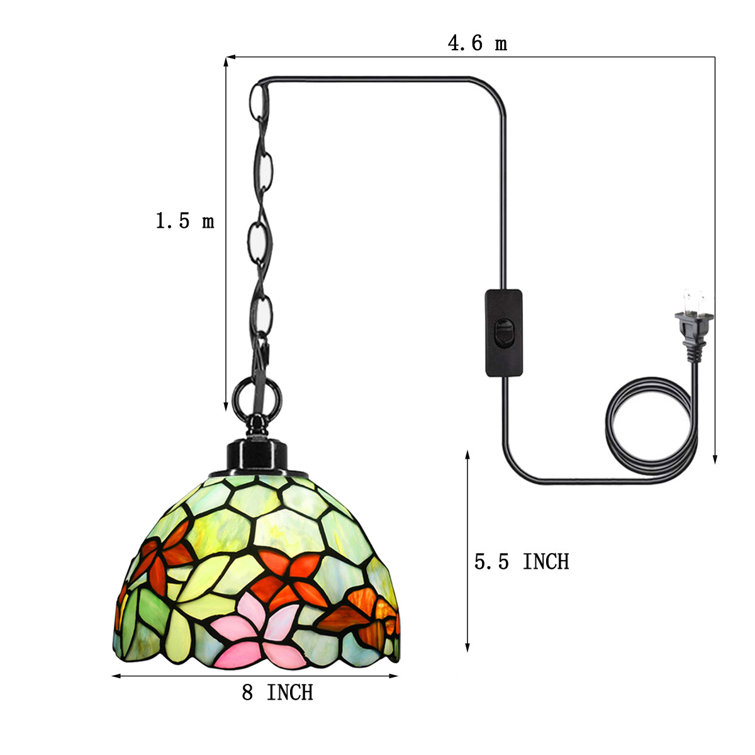 Stationær Ged Indskrive Canora Grey Tiffany Chain Pendant Lighting Tall 181 Inch, 8 Inch Small  Stained Glass Shade Mini Hanging Lamp | Wayfair