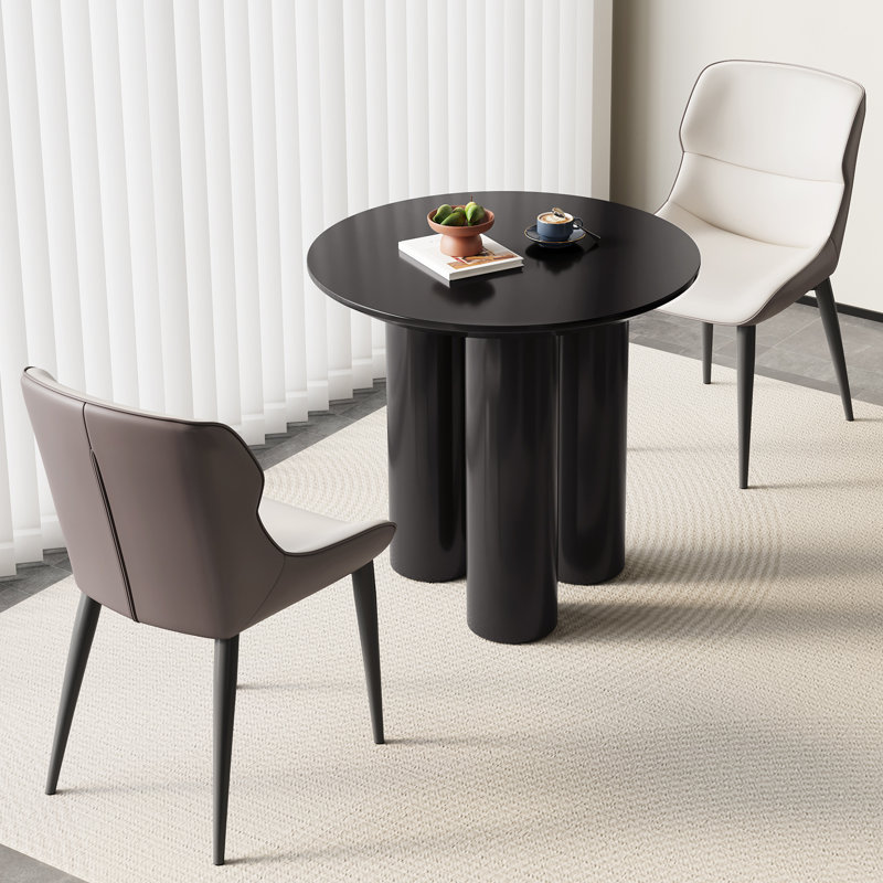 Round Dining Table Kitchen Table, 29.72"H x 30"L x 30"W, Black