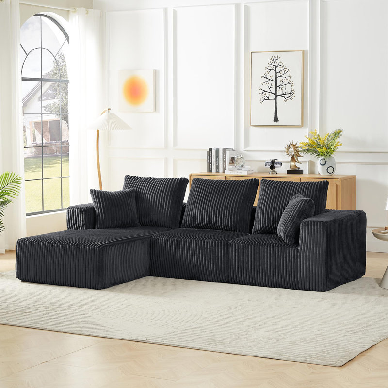 Canapé modulaire modulaire, canapé nuage en velours côtelé moderne avec assise profonde, canapé rembourré 4 places pour le salon, aucun assemblage requis