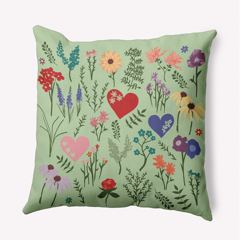 Coussin décoratif Valentine Garden, Vert clair, 20 po x 20 po